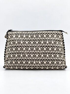 Thomas Wylde Skull Print Clutch Bag Like New Condition Black Ivory Designer Zip
